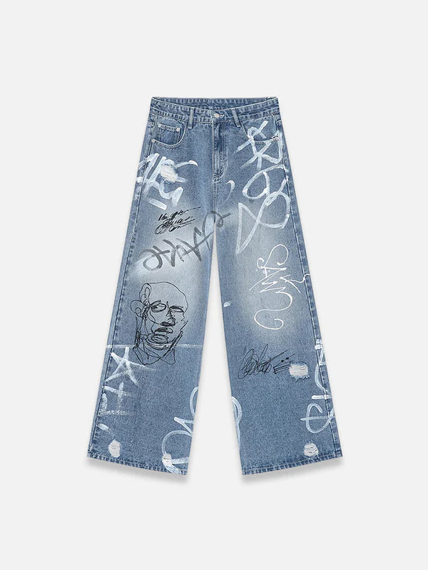 Sketch Graffiti Denim Jeans