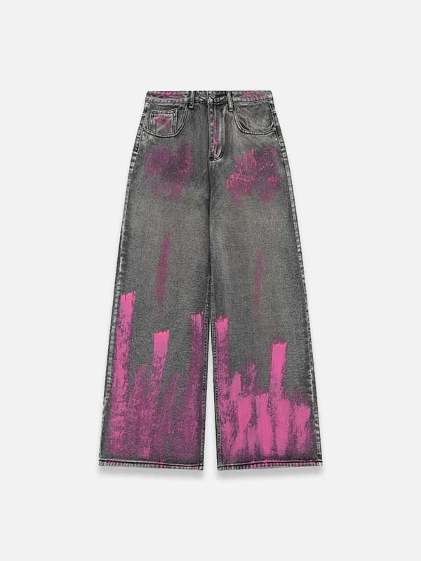 Pink Paint Denim Jeans